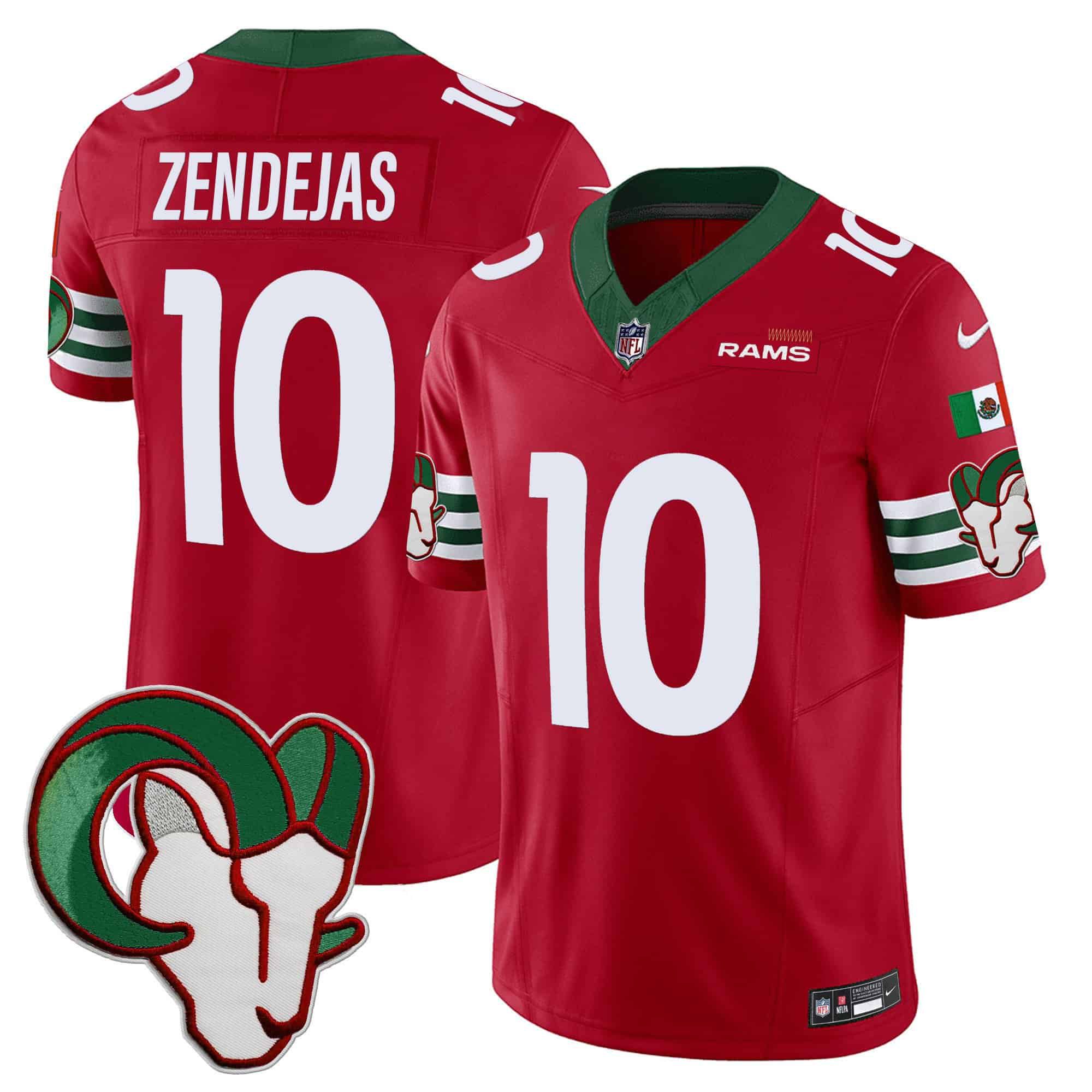 Men Los Angeles Rams #10 Zendejas Red 2024 Nike Mexico Vapor Limited NFL Jersey style 1
